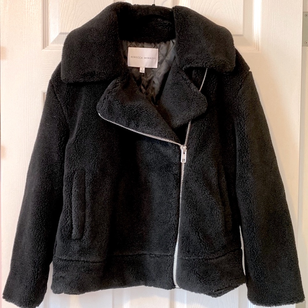 Nwt Rebecca Minkoff Brutus Wool Plush Moto Jacket